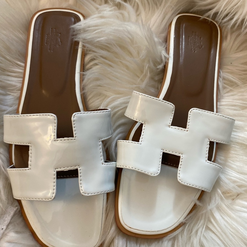 Hermès fashion White Slide Sandals